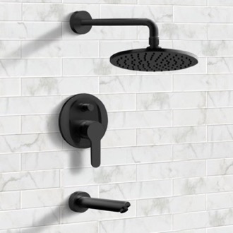 Tub and Shower Faucet Matte Black Tub and Shower Faucet Sets with 8